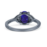 Art Deco Oval Wedding Engagement Ring Rhodium Plated Simulated Cubic Zirconia 925 Sterling Silver