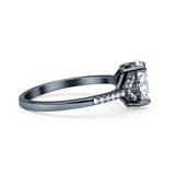 Art Deco Oval Wedding Engagement Ring Rhodium Plated Simulated Cubic Zirconia 925 Sterling Silver