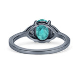 Art Deco Oval Wedding Engagement Ring Rhodium Plated Simulated Cubic Zirconia 925 Sterling Silver