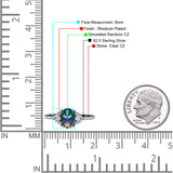 Art Deco Oval Wedding Engagement Ring Rhodium Plated Simulated Cubic Zirconia 925 Sterling Silver