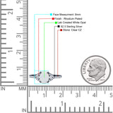 Art Deco Oval Wedding Engagement Ring Rhodium Plated Simulated Cubic Zirconia 925 Sterling Silver