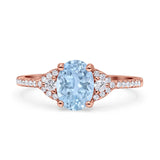 Art Deco Oval Wedding Engagement Ring Rhodium Plated Simulated Cubic Zirconia 925 Sterling Silver