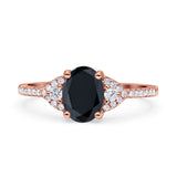 Art Deco Oval Wedding Engagement Ring Rhodium Plated Simulated Cubic Zirconia 925 Sterling Silver