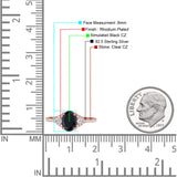 Art Deco Oval Wedding Engagement Ring Rhodium Plated Simulated Cubic Zirconia 925 Sterling Silver