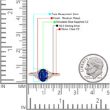 Art Deco Oval Wedding Engagement Ring Rhodium Plated Simulated Cubic Zirconia 925 Sterling Silver