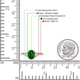 Art Deco Oval Wedding Engagement Ring Rhodium Plated Simulated Cubic Zirconia 925 Sterling Silver