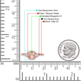 Art Deco Oval Wedding Engagement Ring Rhodium Plated Simulated Cubic Zirconia 925 Sterling Silver