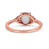 Art Deco Oval Wedding Engagement Ring Rhodium Plated Simulated Cubic Zirconia 925 Sterling Silver