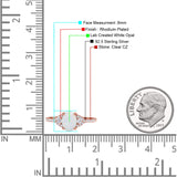 Art Deco Oval Wedding Engagement Ring Rhodium Plated Simulated Cubic Zirconia 925 Sterling Silver