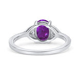 Art Deco Oval Wedding Engagement Ring Rhodium Plated Simulated Cubic Zirconia 925 Sterling Silver