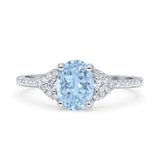 Art Deco Oval Wedding Engagement Ring Rhodium Plated Simulated Cubic Zirconia 925 Sterling Silver