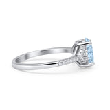 Art Deco Oval Wedding Engagement Ring Rhodium Plated Simulated Cubic Zirconia 925 Sterling Silver