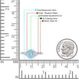 Art Deco Oval Wedding Engagement Ring Rhodium Plated Simulated Cubic Zirconia 925 Sterling Silver