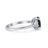 Art Deco Oval Wedding Engagement Ring Rhodium Plated Simulated Cubic Zirconia 925 Sterling Silver