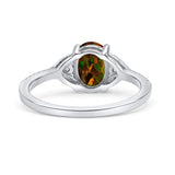 Art Deco Oval Wedding Engagement Ring Rhodium Plated Simulated Cubic Zirconia 925 Sterling Silver