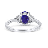 Art Deco Oval Wedding Engagement Ring Rhodium Plated Simulated Cubic Zirconia 925 Sterling Silver