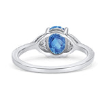 Art Deco Oval Wedding Engagement Ring Rhodium Plated Simulated Cubic Zirconia 925 Sterling Silver