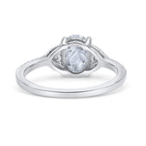 Art Deco Oval Wedding Engagement Ring Rhodium Plated Simulated Cubic Zirconia 925 Sterling Silver