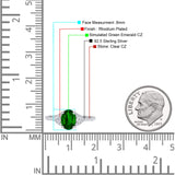 Art Deco Oval Wedding Engagement Ring Rhodium Plated Simulated Cubic Zirconia 925 Sterling Silver