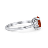 Art Deco Oval Wedding Engagement Ring Rhodium Plated Simulated Cubic Zirconia 925 Sterling Silver
