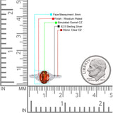 Art Deco Oval Wedding Engagement Ring Rhodium Plated Simulated Cubic Zirconia 925 Sterling Silver