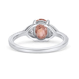 Art Deco Oval Wedding Engagement Ring Rhodium Plated Simulated Cubic Zirconia 925 Sterling Silver