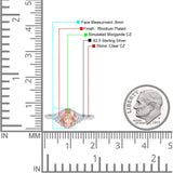 Art Deco Oval Wedding Engagement Ring Rhodium Plated Simulated Cubic Zirconia 925 Sterling Silver