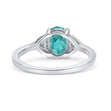 Art Deco Oval Wedding Engagement Ring Rhodium Plated Simulated Cubic Zirconia 925 Sterling Silver