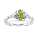 Art Deco Oval Wedding Engagement Ring Rhodium Plated Simulated Cubic Zirconia 925 Sterling Silver