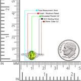 Art Deco Oval Wedding Engagement Ring Rhodium Plated Simulated Cubic Zirconia 925 Sterling Silver