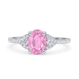 Art Deco Oval Wedding Engagement Ring Rhodium Plated Simulated Cubic Zirconia 925 Sterling Silver