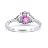 Art Deco Oval Wedding Engagement Ring Rhodium Plated Simulated Cubic Zirconia 925 Sterling Silver