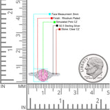 Art Deco Oval Wedding Engagement Ring Rhodium Plated Simulated Cubic Zirconia 925 Sterling Silver