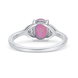 Art Deco Oval Wedding Engagement Ring Rhodium Plated Simulated Cubic Zirconia 925 Sterling Silver