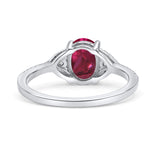 Art Deco Oval Wedding Engagement Ring Rhodium Plated Simulated Cubic Zirconia 925 Sterling Silver