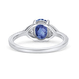 Art Deco Oval Wedding Engagement Ring Rhodium Plated Simulated Cubic Zirconia 925 Sterling Silver