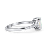 Art Deco Oval Wedding Engagement Ring Rhodium Plated Simulated Cubic Zirconia 925 Sterling Silver