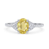 Art Deco Oval Wedding Engagement Ring Rhodium Plated Simulated Cubic Zirconia 925 Sterling Silver