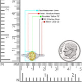 Art Deco Oval Wedding Engagement Ring Rhodium Plated Simulated Cubic Zirconia 925 Sterling Silver