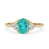 Art Deco Oval Wedding Engagement Ring Rhodium Plated Simulated Cubic Zirconia 925 Sterling Silver