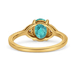 Art Deco Oval Wedding Engagement Ring Rhodium Plated Simulated Cubic Zirconia 925 Sterling Silver