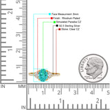 Art Deco Oval Wedding Engagement Ring Rhodium Plated Simulated Cubic Zirconia 925 Sterling Silver