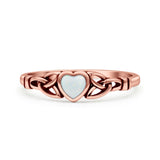 Celtic Heart Oxidized Thumb Ring Statement Fashion Ring Lab Created Opal 925 Sterling Silver