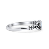 Celtic Heart Oxidized Thumb Ring Statement Fashion Ring Lab Created Opal 925 Sterling Silver