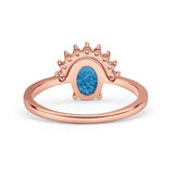 Oval Rhodium Plated Thumb Ring Statement Fashion Ring Lab Created Opal Simulated CZ 925 Sterling Silver