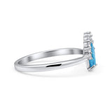 Oval Rhodium Plated Thumb Ring Statement Fashion Ring Lab Created Opal Simulated CZ 925 Sterling Silver