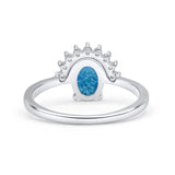 Oval Rhodium Plated Thumb Ring Statement Fashion Ring Lab Created Opal Simulated CZ 925 Sterling Silver