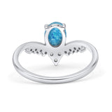 V Midi Chevron Oval Rhodium Plated Thumb Ring Statement Fashion Ring Lab Created Opal 925 Sterling Silver