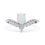 V Midi Chevron Oval Rhodium Plated Thumb Ring Statement Fashion Ring Lab Created Opal 925 Sterling Silver