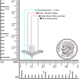V Midi Chevron Oval Rhodium Plated Thumb Ring Statement Fashion Ring Lab Created Opal 925 Sterling Silver
